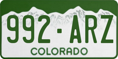CO license plate 992ARZ