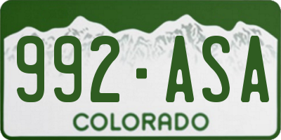 CO license plate 992ASA