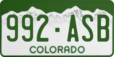 CO license plate 992ASB
