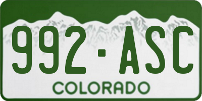 CO license plate 992ASC