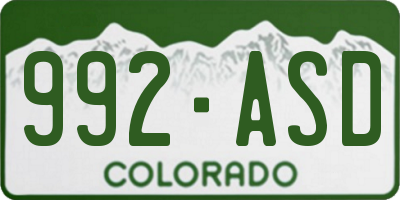 CO license plate 992ASD
