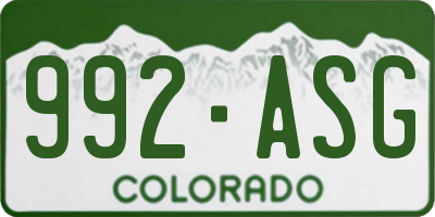 CO license plate 992ASG