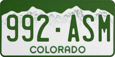 CO license plate 992ASM