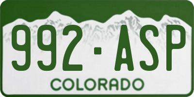 CO license plate 992ASP