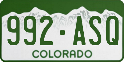 CO license plate 992ASQ