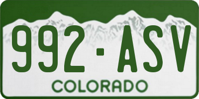 CO license plate 992ASV