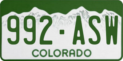 CO license plate 992ASW