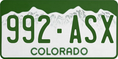 CO license plate 992ASX