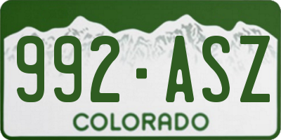 CO license plate 992ASZ
