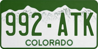CO license plate 992ATK
