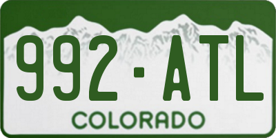 CO license plate 992ATL