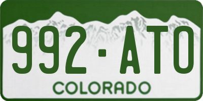 CO license plate 992ATO