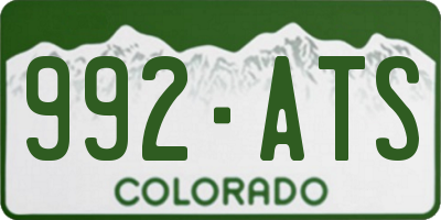 CO license plate 992ATS