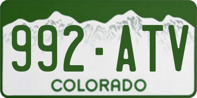CO license plate 992ATV