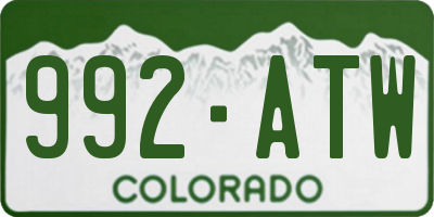 CO license plate 992ATW