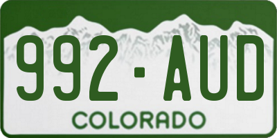 CO license plate 992AUD