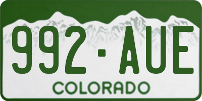 CO license plate 992AUE