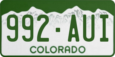 CO license plate 992AUI