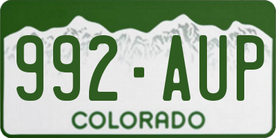 CO license plate 992AUP