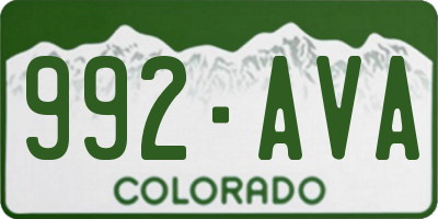 CO license plate 992AVA