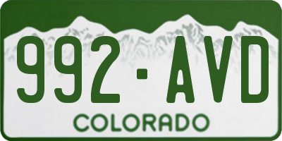 CO license plate 992AVD