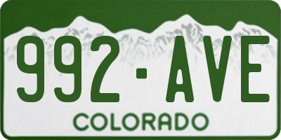 CO license plate 992AVE