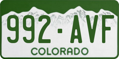 CO license plate 992AVF