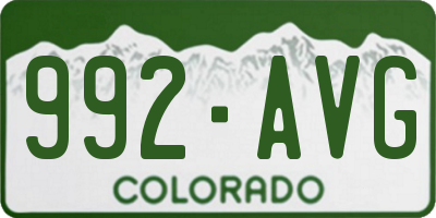 CO license plate 992AVG