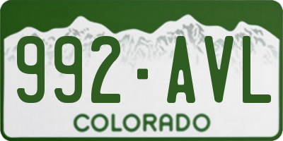 CO license plate 992AVL