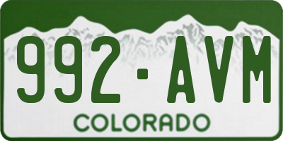 CO license plate 992AVM