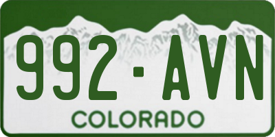 CO license plate 992AVN