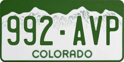 CO license plate 992AVP