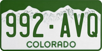 CO license plate 992AVQ