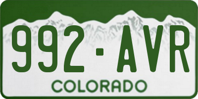 CO license plate 992AVR