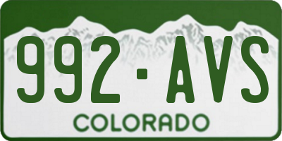 CO license plate 992AVS