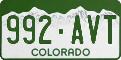 CO license plate 992AVT