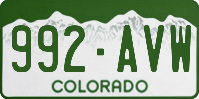 CO license plate 992AVW