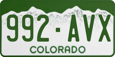 CO license plate 992AVX