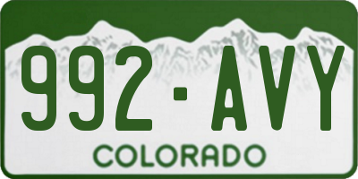 CO license plate 992AVY