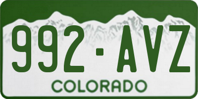 CO license plate 992AVZ