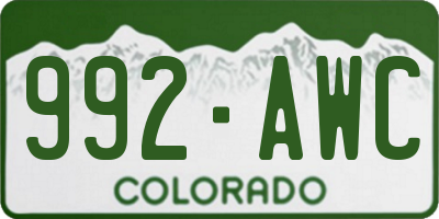 CO license plate 992AWC