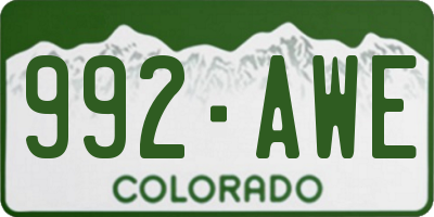 CO license plate 992AWE