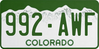 CO license plate 992AWF