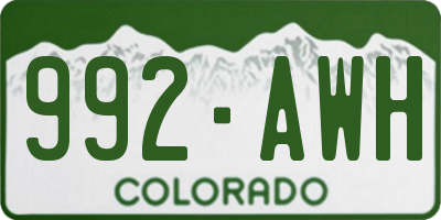 CO license plate 992AWH