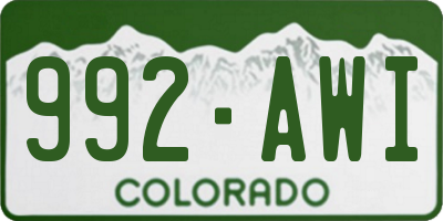 CO license plate 992AWI
