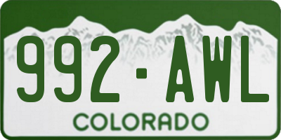 CO license plate 992AWL