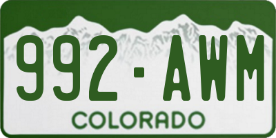 CO license plate 992AWM