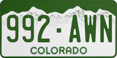 CO license plate 992AWN