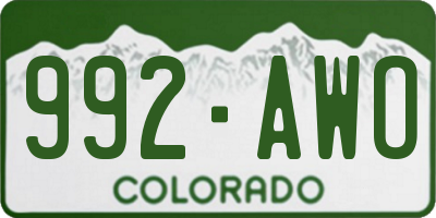 CO license plate 992AWO