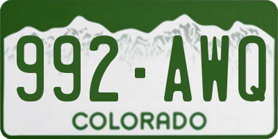 CO license plate 992AWQ